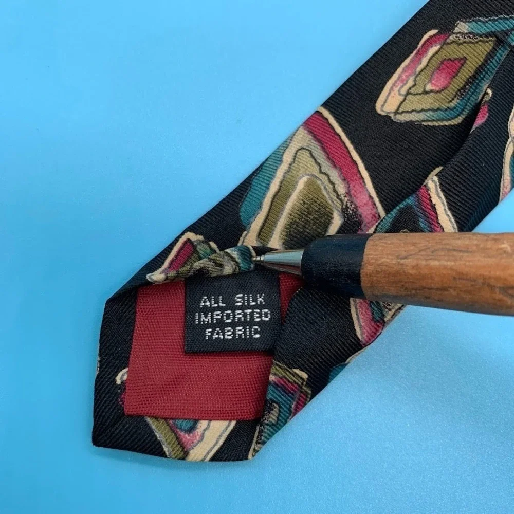 Vintage Adolfo Geometric Print Preppy All Silk Men's Classic Neck Tie